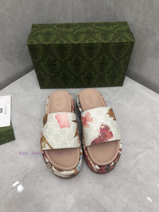 P New official website women's GG Flora thick soled sandalsThe plant pattern with a long histlfcm70n - Image 9