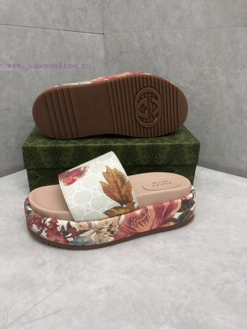 P New official website women's GG Flora thick soled sandalsThe plant pattern with a long histlfcm70n - Image 10