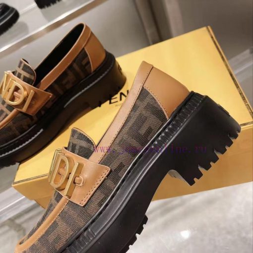Fendi Domino loafers feature a single kick design with black leather and cowhide material in1l1fdb4f - Image 8