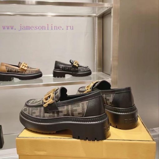 Fendi Domino loafers feature a single kick design with black leather and cowhide material inxodvj72c - Image 9
