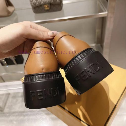 Fendi Domino loafers feature a single kick design with black leather and cowhide material in1l1fdb4f - Image 10