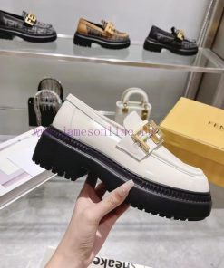 Fendi Domino loafers feature a single kick design with black leather and cowhide material invdqzjuzm