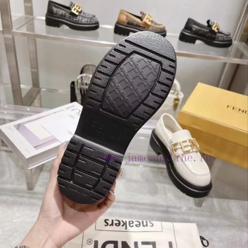 Fendi Domino loafers feature a single kick design with black leather and cowhide material inrlrnztlj - Image 9