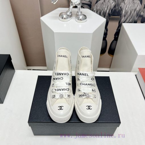 Top tierChanel C Home 2023 vs Spring/Summer Hot Canvas Leisure SeriesThick soled letter canvecgquhli