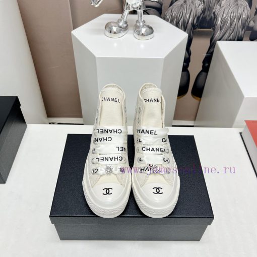 Top tierChanel C Home 2023 vs Spring/Summer Hot Canvas Leisure SeriesThick soled letter canvecgquhli - Image 2
