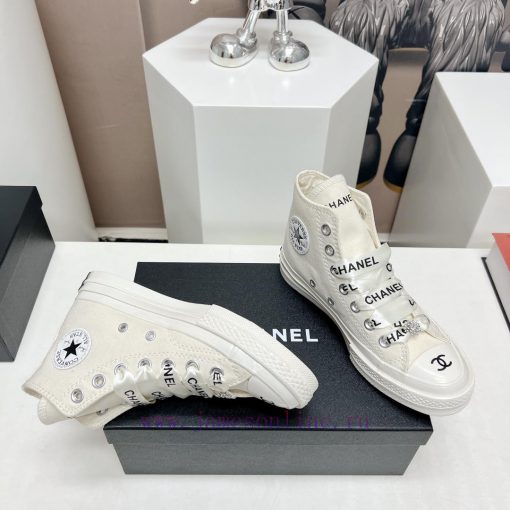 Top tierChanel C Home 2023 vs Spring/Summer Hot Canvas Leisure SeriesThick soled letter canvecgquhli - Image 8