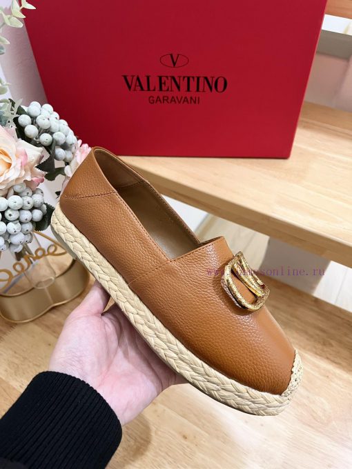 Valentino Garavani/Valentino Rapa Lychee patterned cowhide V-button new fisherman's shoes-Bikcqlaneo - Image 6