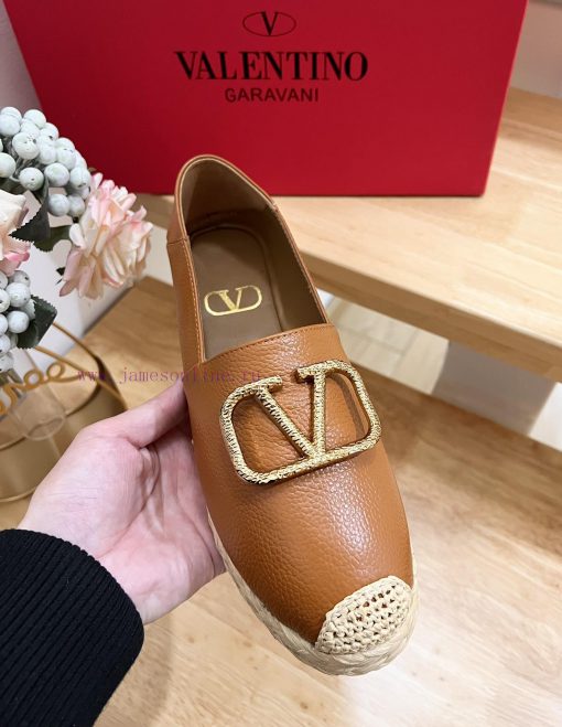 Valentino Garavani/Valentino Rapa Lychee patterned cowhide V-button new fisherman's shoes-Bikcqlaneo - Image 7