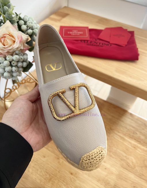 Valentino Garavani/Valentino Rapa Lychee patterned cowhide V-button new fisherman's shoes-Biqnz1s1sh - Image 8