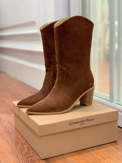 Gianvit Ross pointed Western cowboy boots with simple and versatile material upper, cowhide k1bhwa3i - Image 3