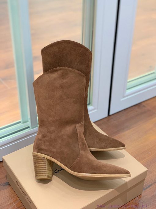 Gianvit Ross pointed Western cowboy boots with simple and versatile material upper, cowhide k1bhwa3i - Image 4