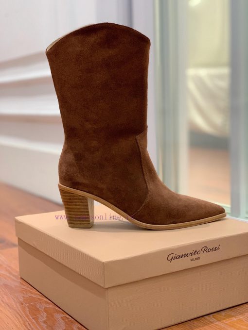 Gianvit Ross pointed Western cowboy boots with simple and versatile material upper, cowhide k1bhwa3i - Image 6