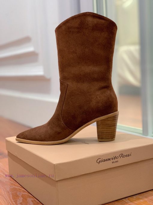 Gianvit Ross pointed Western cowboy boots with simple and versatile material upper, cowhide k1bhwa3i - Image 7