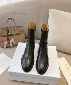 Dior 2023 Autumn/Winter Fashion High End Collection D-FOLK Side Zipper Women's Short Boots Bzaf5pusv