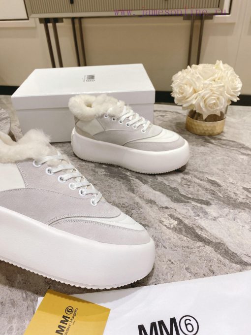 Maison Margiela ®  New autumn and winter model MM6 thick soled height increasing fur low top3fnew739 - Image 8
