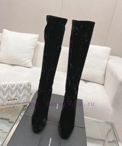 Purchasing levelsaintlaurent  fw23 new arrival～YSL Talia Velvet Boots | Autumn/Winter New Prhfbby4s5