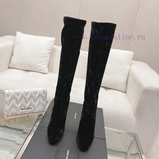 Purchasing levelsaintlaurent  fw23 new arrival～YSL Talia Velvet Boots | Autumn/Winter New Prhfbby4s5 - Image 2