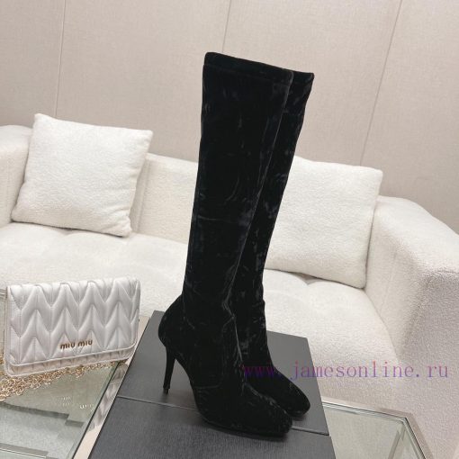 Purchasing levelsaintlaurent  fw23 new arrival～YSL Talia Velvet Boots | Autumn/Winter New Prhfbby4s5 - Image 3