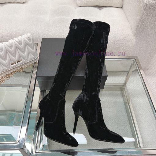 Purchasing levelsaintlaurent  fw23 new arrival～YSL Talia Velvet Boots | Autumn/Winter New Prhfbby4s5 - Image 6