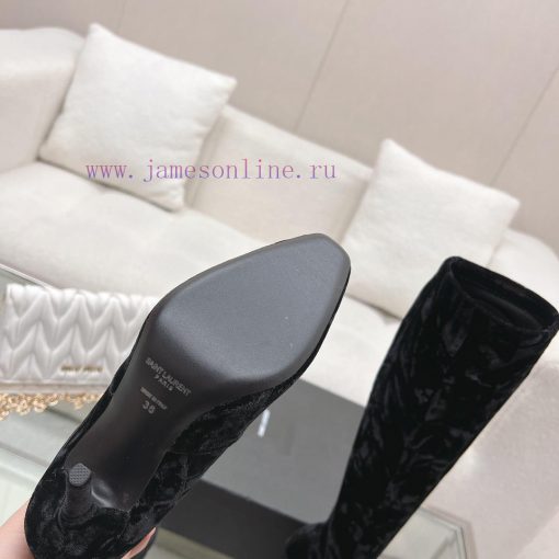Purchasing levelsaintlaurent  fw23 new arrival～YSL Talia Velvet Boots | Autumn/Winter New Prhfbby4s5 - Image 10