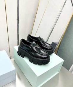 Top tierPrada 2023 Autumn/Winter High Heels loafersClassic high-heeled thick heel triangle lo9ed1cxw