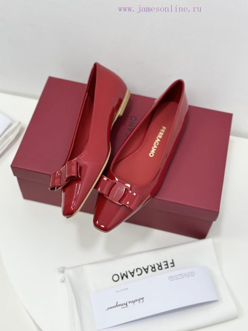 SF salvatore Ferraga * o Ferragamo's new vara patent leather bow small square toe single shojjwzgdp3 - Image 5