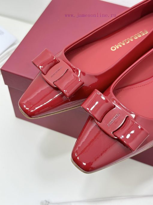 SF salvatore Ferraga * o Ferragamo's new vara patent leather bow small square toe single shojjwzgdp3 - Image 8