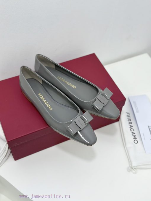 SF salvatore Ferraga * o Ferragamo's new vara patent leather bow small square toe single sho7u70y6yn - Image 7