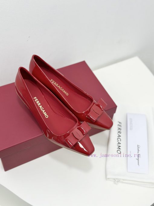 SF salvatore Ferraga * o Ferragamo's new vara patent leather bow small square toe single shomb20ntyy - Image 6