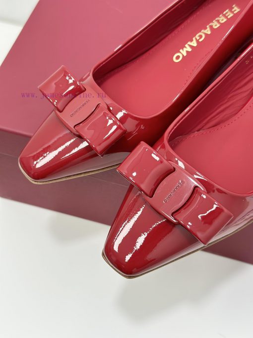 SF salvatore Ferraga * o Ferragamo's new vara patent leather bow small square toe single shomb20ntyy - Image 7