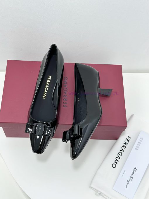 SF salvatore Ferraga * o Ferragamo's new vara patent leather bow small square toe single shoktgmxi0c - Image 6