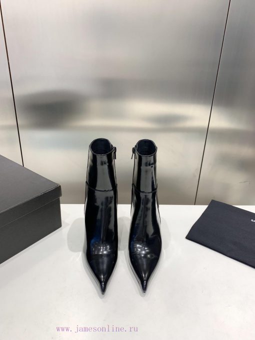 P00slp Saint Lauren * ysl Saint Laurent L pointed high-heeled short bootsImported open edge dkqaaygi