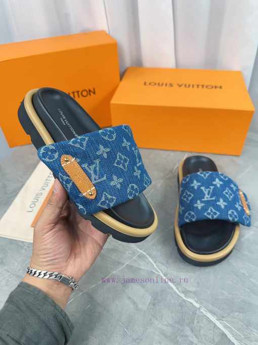 LV Lv brand L Home 2023 popular embossed logo embossed cool slippers. This Pool Pillow Comfo60votjyr - Image 4