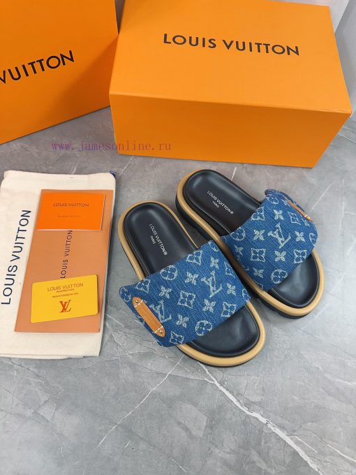 LV Lv brand L Home 2023 popular embossed logo embossed cool slippers. This Pool Pillow Comfo60votjyr - Image 7