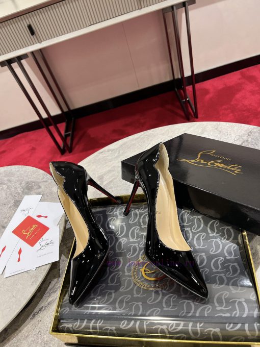 Classic Wave Shoes ∙ ꫛꫀ w ︎ ️Classic KATE series 10cm high heels, glossy patent leather brin323s8t03