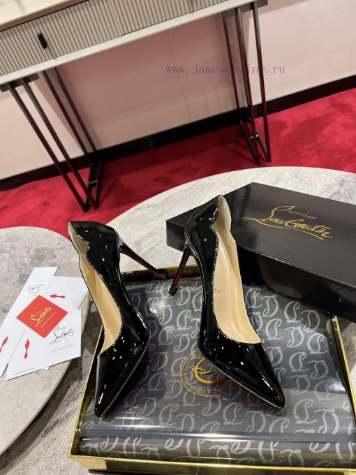 Classic Wave Shoes ∙ ꫛꫀ w ︎ ️Classic KATE series 10cm high heels, glossy patent leather brin323s8t03 - Image 2