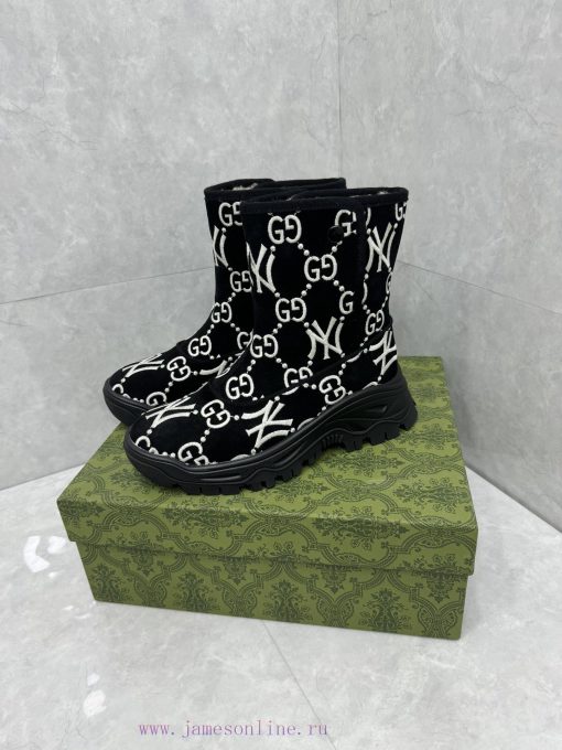 New GucciNY collaboration, winter mid top wool boots, snow bootsThe upper of this mid length9jrzgzv8 - Image 5