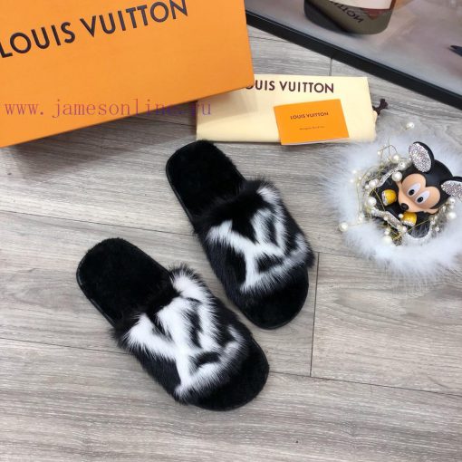 LV Home Limited Edition Full mink fur Home Hotel Slippers Fur SlippersThe entire shoe upper 3v8nyxjp - Image 3