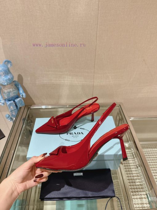 -24Ss Early Spring New Prada Stiletto Heel Back Air SandalsThis patent leather high-heeled sc9m971on - Image 3