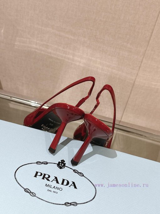 -24Ss Early Spring New Prada Stiletto Heel Back Air SandalsThis patent leather high-heeled sc9m971on - Image 7