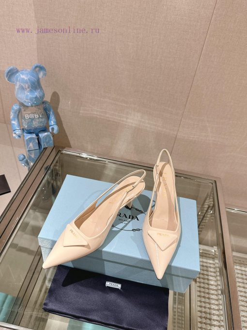 -24Ss Early Spring New Prada Stiletto Heel Back Air SandalsThis patent leather high-heeled sutcgn6tz - Image 4