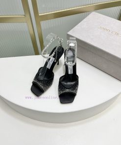 Jimmy Ch * o's new Y-shaped high-heeled fishmouth sandals/mesh studded pointed single shoes/q0kwm1bp