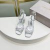Jimmy Ch * o's new Y-shaped high-heeled fishmouth sandals/mesh studded pointed single shoes/kf2ni9ux