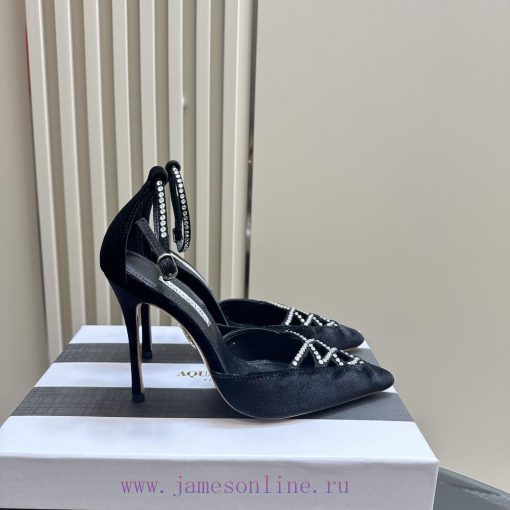 AQUAZZURA 24 Spring/Summer New Collection asCrystal high heels with adjustable ankle strap ahnia0d3z - Image 3