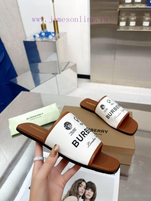New Product Launch ️ Burberry Flat Slippers Channel Goods Vulcanized One Step Stepping Burbewfo0ho2o - Image 5