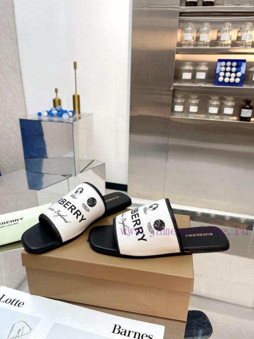 New Product Launch ️ Burberry Flat Slippers Channel Goods Vulcanized One Step Stepping Burbefugh5lvs