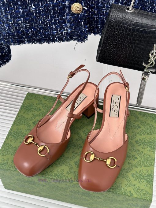 Gucci24S Spring/Summer New ProductHorse collar buckle thick heel sandalsThe fabric is made o9nhf91la - Image 3