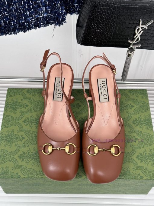 Gucci24S Spring/Summer New ProductHorse collar buckle thick heel sandalsThe fabric is made o9nhf91la - Image 5