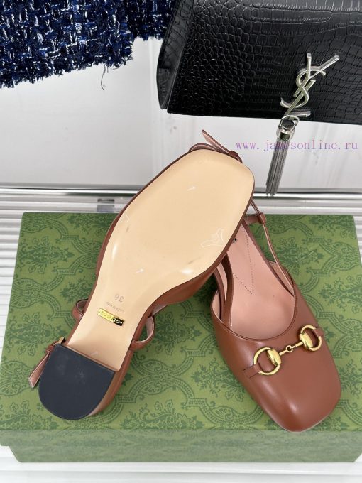 Gucci24S Spring/Summer New ProductHorse collar buckle thick heel sandalsThe fabric is made o9nhf91la - Image 10