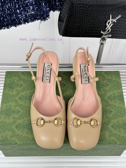 Gucci24S Spring/Summer New ProductHorse collar buckle thick heel sandalsThe fabric is made ol0vyfkmi - Image 5
